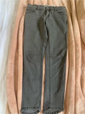 Roxy gray moto-style skinny jeans with ribbed panel details